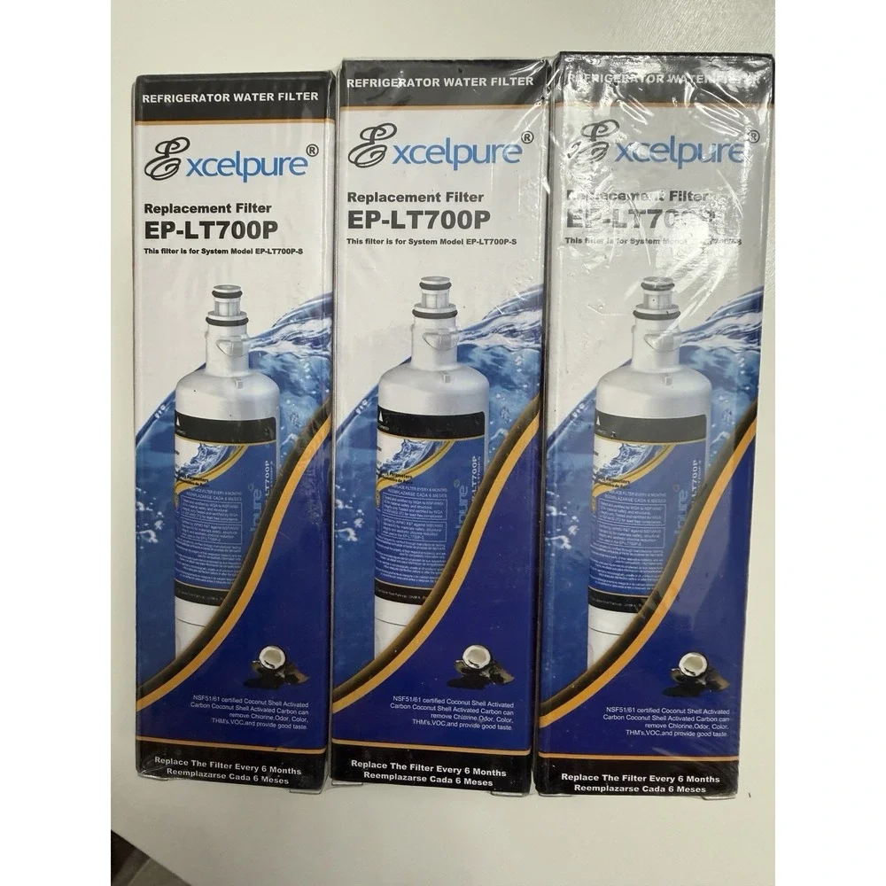 Excelpure EP-LT700P Water Filter 3 Pack + EP-AF004 Air Filter 3 Pack New.   5257